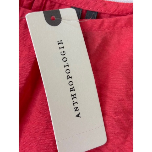 NWT Anthropologie Della Pleated Waist Sleeveless Coral Red Shell Top Size S - Picture 6 of 7